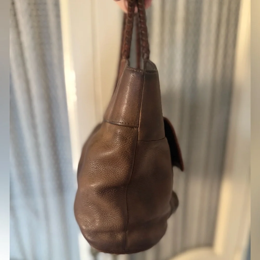 Vintage Fossil Western Brown Leather Braided Handle with Heart Logo Concho - Picture 2 of 12